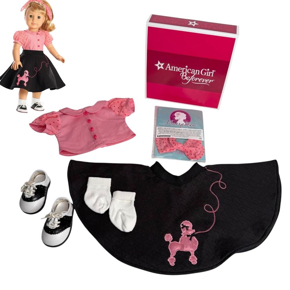 American Girl Maryellen POODLE SKIRT Top Skirt 50s Sock Hopper Shoes Pleasant Co